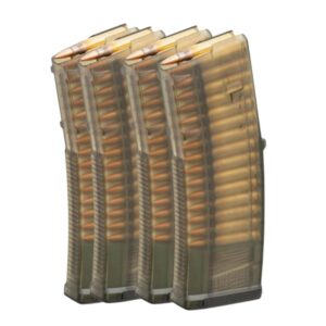 חבילה של ארבע מחסניות שקופות לM16 ו-M4 קליבר 5.56 מבית MAGPUL